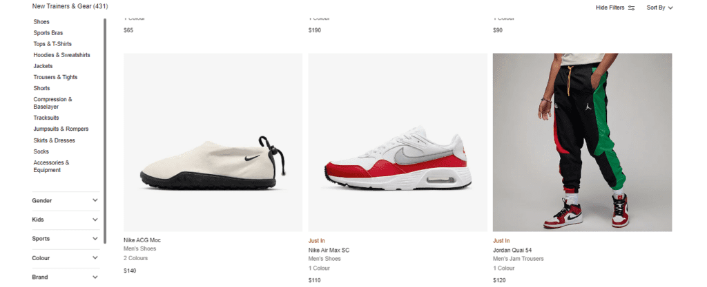 Nike's modern design digital store